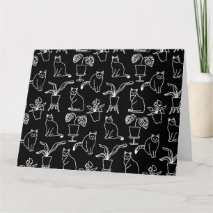 Carte De Remerciements Chats blancs en noir
