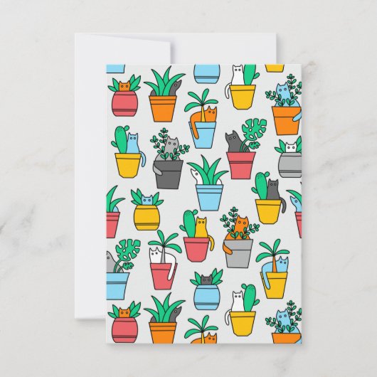 Carte De Remerciements Chats dans les pots à fleurs (Devant)