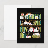 Carte De Remerciements Chats de bibliothèque - chats fantaisistes sur les (Devant / Derrière)