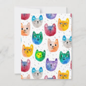 Carte De Remerciements Chats et amis d'aquarelle (Devant)
