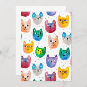 Carte De Remerciements Chats et amis d'aquarelle (Devant / Derrière)