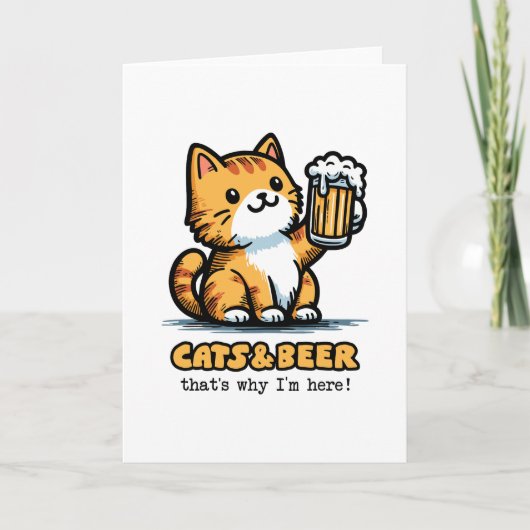 Carte De Remerciements Chats et bière 2 (Devant)
