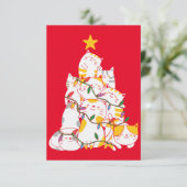 Carte De Remerciements Chats Noël Arbre drôle Chats Noël (Debout devant)