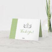 Carte De Remerciements Chats romantiques en amour Coeur vert En vichy Mar (Dos)