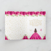 Carte De Remerciements Chaud rose Floral Brunette Coiffeuse Fille Anniver (Intérieur)