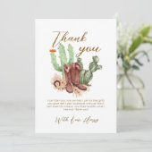 Carte De Remerciements Chaussures de cowboy bébé Baby Shower Moderne Bohè (Debout devant)