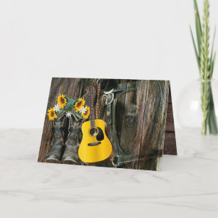 Carte De Remerciements Chaussures de cowboy du cheval occidental Guitare 