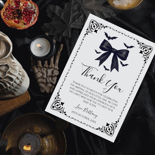 Carte De Remerciements Chauves-souris et vaches Halloween Baby shower got