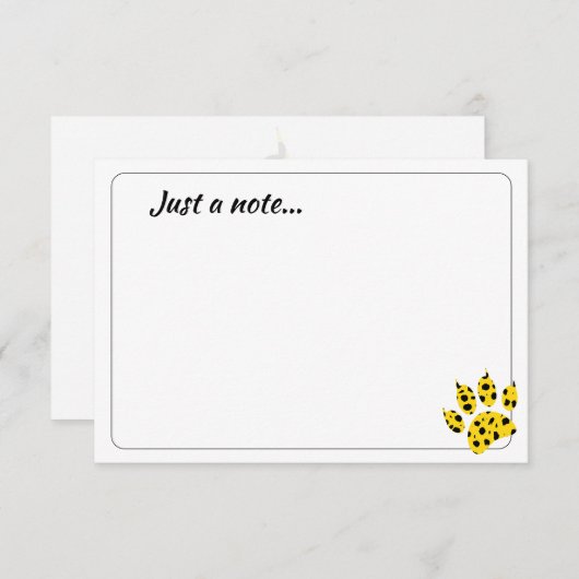 Carte De Remerciements Cheetah Paw Print Custom Just a Note (Devant / Derrière)