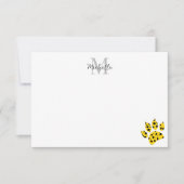 Carte De Remerciements Cheetah Paw Print Custom Monogram (Devant)