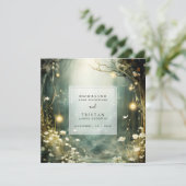 Carte De Remerciements Chemin De Forêt Enchantée De Fleurs Mariage Vert (Debout devant)