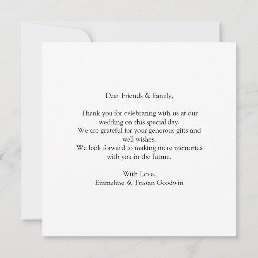 Carte De Remerciements Chemin De Forêt Enchantée De Fleurs Mariage Vert (Dos)