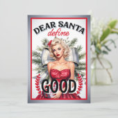 Carte De Remerciements Cher Père Noël Définir une bonne Pinup Rétro (Debout devant)