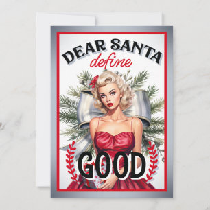 Carte De Remerciements Cher Père Noël Définir une bonne Pinup Rétro