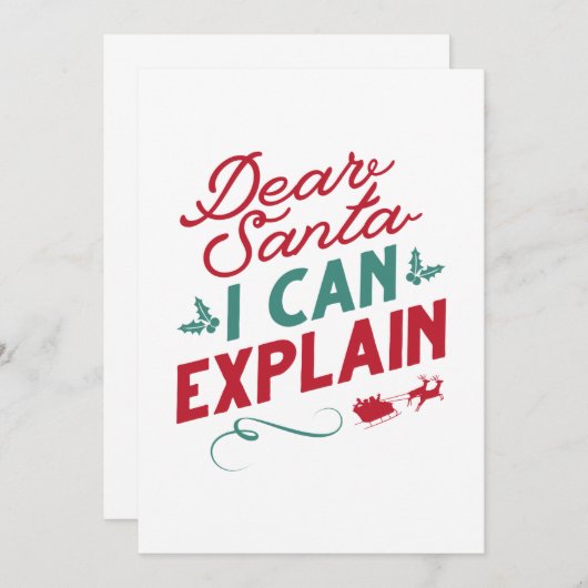 Carte De Remerciements Cher Père Noël, Je Peux Expliquer (Devant / Derrière)