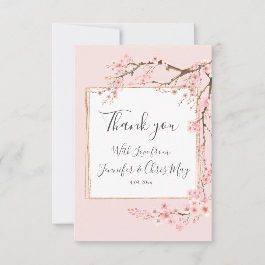 Carte De Remerciements Cherry Blossom Mariage (Devant)