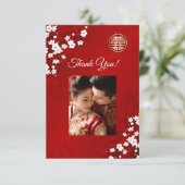 Carte De Remerciements Cherry Blossom Photo Mariage chinois (Debout devant)