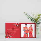 Carte De Remerciements Cherry Blossoms & Double Bonheur Mariage chinois (Debout devant)