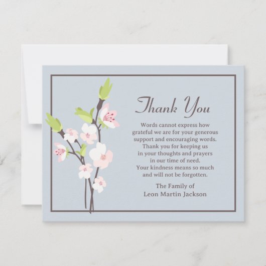 Carte De Remerciements Cherry Blossoms Funeral Thank You Note Card (Devant)