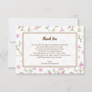 Carte De Remerciements Cherry Blossoms Mariage aquarelle