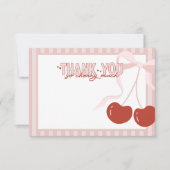 Carte De Remerciements Cherry First Coquette Girls Anniversaire (Devant)