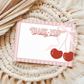 Carte De Remerciements Cherry First Coquette Girls Anniversaire