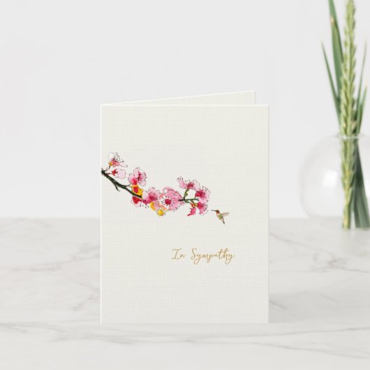 Carte De Remerciements Cherry Flower and Humming bird Sympathy card (Devant)
