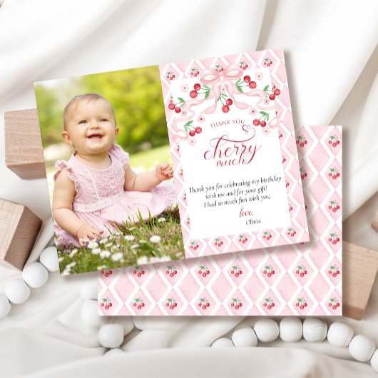 Carte De Remerciements Cherry Premier Anniversaire