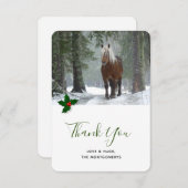 Carte De Remerciements Cheval Brown pittoresque dans une forêt d'hiver No (Devant / Derrière)