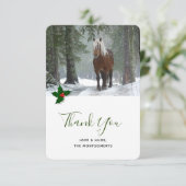 Carte De Remerciements Cheval Brown pittoresque dans une forêt d'hiver No (Debout devant)