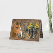 Carte De Remerciements Cheval Cowboy Boots Wagon Wheels Sunflowers Wester (Dos)
