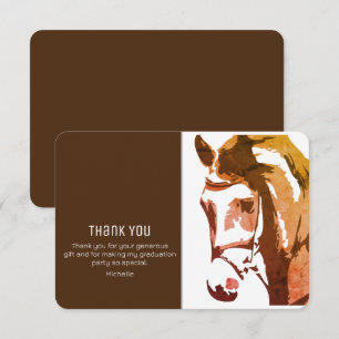Carte De Remerciements Cheval Esquisse Moderne Dégradé Gris et Blanc que