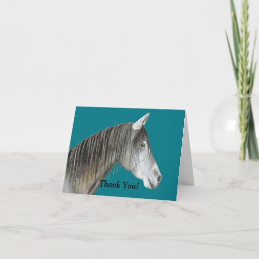 Carte De Remerciements Cheval gris (Devant)