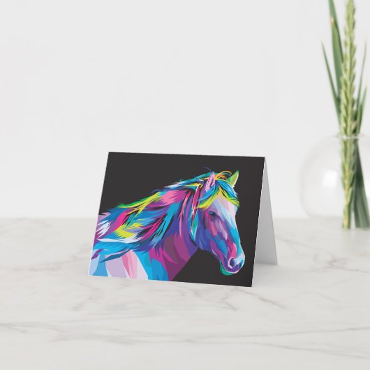 Carte De Remerciements Cheval pop art (Devant)