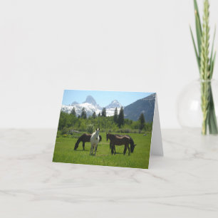Carte De Remerciements Chevaux et Mules devant les montagnes de Teton