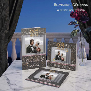 Carte De Remerciements Chic 25e Anniversaire Argent Remerciements Photo,