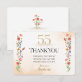 Carte De Remerciements Chic 55th Birthday – Wildflower Design (Devant / Derrière)