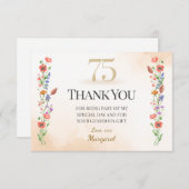 Carte De Remerciements Chic 75e anniversaire - Design Fleur sauvage (Devant / Derrière)