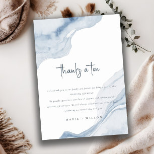Carte De Remerciements Chic Abstrait Mer Bleue Plage Mariage