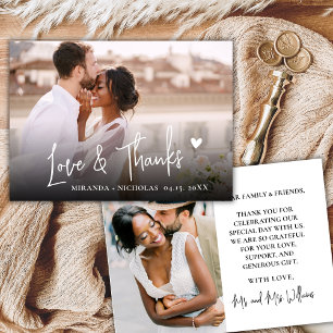 Carte De Remerciements Chic Amour et Remerciements Script 2 Photo Mariage