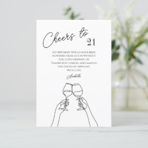Carte De Remerciements Chic applaudit à la fête du 21ème anniversaire