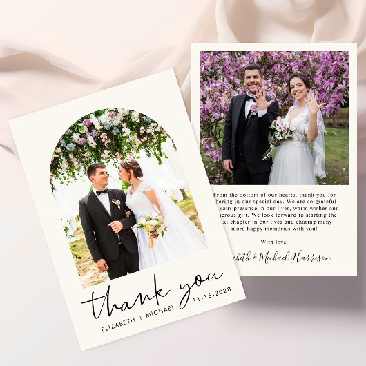 Carte De Remerciements Chic Arch Photo Mariage