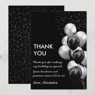 Carte De Remerciements Chic Ballon Gris Noir