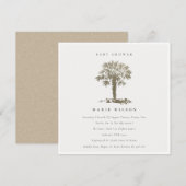 Carte De Remerciements Chic Beach Palm Tree Baby shower or foncé Invitati (Devant / Derrière)