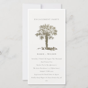 Carte De Remerciements Chic Beach Palm Tree Dark Gold Fiançailles Invitat