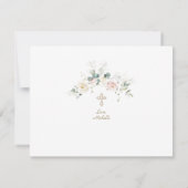 Carte De Remerciements Chic Blanc Rose Floral Gold Girl Photo Baptême (Dos)