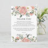 Carte De Remerciements Chic Blush Pink Ivory Floral Mariage (Debout devant)
