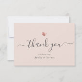 Carte De Remerciements Chic Blush rose moderne Script Rose Gold Heart (Devant)