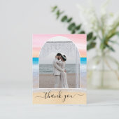 Carte De Remerciements Chic Blush rose violet Tropical Beach Arch Photo (Debout devant)