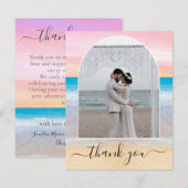 Carte De Remerciements Chic Blush rose violet Tropical Beach Arch Photo (Devant / Derrière)
